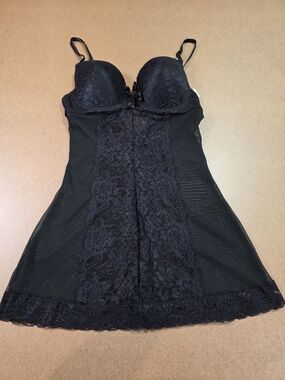 Native Intimates Black Lace Chemise with Built-In Cups